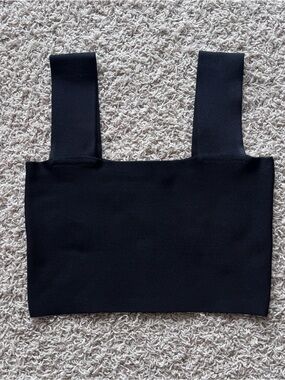Animale Black Knit Top Wide Straps, Square Neck,Minimalist,Bodycon,Y2K, Club top